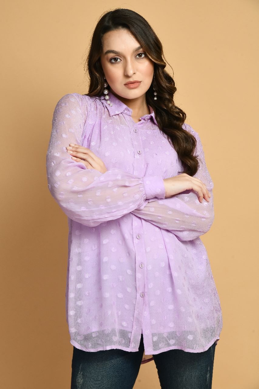 Lavender Boho Shirt Top | Women Lavender Tops online in India